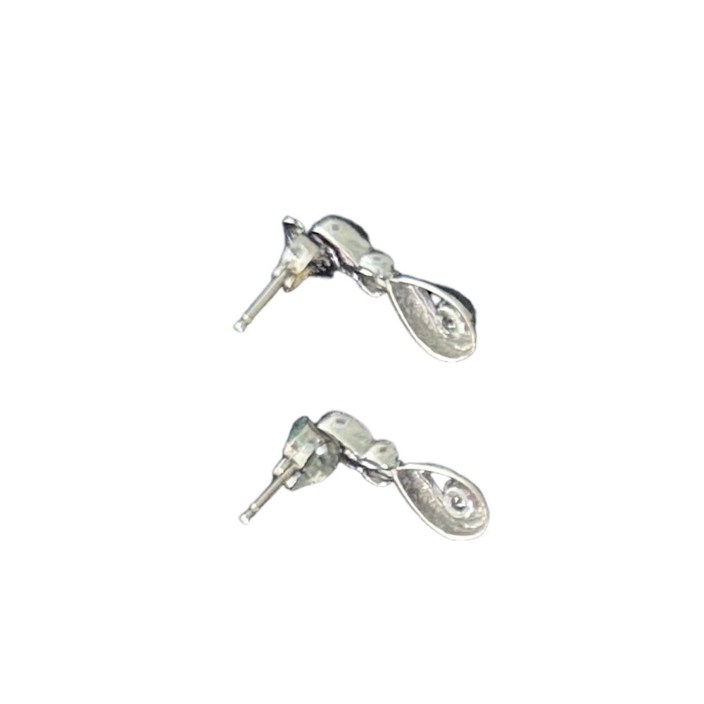Sterling Silver Diamond Teardrop Earrings - Picture 4 of 6